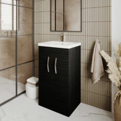 Nuie Athena Floor Standing 2-Door Vanity Unit With Basin-1 500mm Wide - Charcoal Black -HEATANDPLUMB Sales nuie athena vanity unit ath005a 6