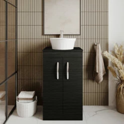 Nuie Athena Floor Standing 2-Door Vanity Unit And Worktop 500mm Wide - Charcoal Black -HEATANDPLUMB Sales nuie athena vanity unit ath005w 13