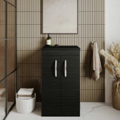 Nuie Athena Floor Standing 2-Door Vanity Unit And Worktop 500mm Wide - Charcoal Black -HEATANDPLUMB Sales nuie athena vanity unit ath005w 14