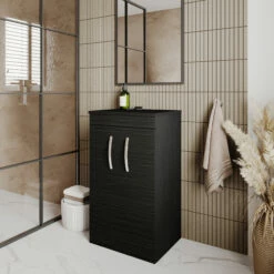 Nuie Athena Floor Standing 2-Door Vanity Unit And Worktop 500mm Wide - Charcoal Black -HEATANDPLUMB Sales nuie athena vanity unit ath005w 16