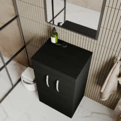 Nuie Athena Floor Standing 2-Door Vanity Unit And Worktop 500mm Wide - Charcoal Black -HEATANDPLUMB Sales nuie athena vanity unit ath005w 18