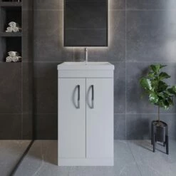 Nuie Athena Floor Standing 2-Door Vanity Unit With Basin-4 500mm Wide - Gloss White -HEATANDPLUMB Sales nuie athena vanity unit ath006a 2