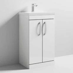 Nuie Athena Floor Standing 2-Door Vanity Unit With Basin-1 500mm Wide - Gloss White -HEATANDPLUMB Sales nuie athena vanity unit ath006a