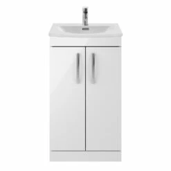 Nuie Athena Floor Standing 2-Door Vanity Unit With Basin-4 500mm Wide - Gloss White -HEATANDPLUMB Sales nuie athena vanity unit ath006g