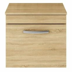 Nuie Athena Wall Hung 1-Drawer Vanity Unit And Worktop 500mm Wide - Natural Oak 13 Nuie Athena Wall Hung 1-Drawer Vanity Unit And Worktop 500mm Wide - Natural Oak -HEATANDPLUMB Sales nuie athena vanity unit ath010w 1