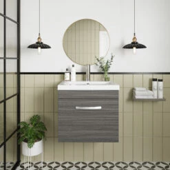 Nuie Athena Wall Hung 1-Drawer Vanity Unit With Basin-2 500mm Wide - Anthracite Woodgrain -HEATANDPLUMB Sales nuie athena vanity unit ath011a 7