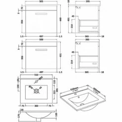 Nuie Athena Wall Hung 1-Drawer Vanity Unit With Basin-2 500mm Wide - Natural Oak -HEATANDPLUMB Sales nuie athena vanity unit ath011b 1 1