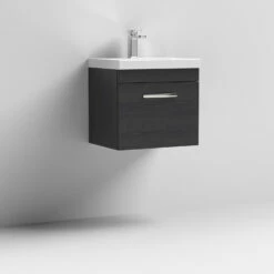 Nuie Athena Wall Hung 1-Drawer Vanity Unit With Basin-1 500mm Wide - Charcoal Black -HEATANDPLUMB Sales nuie athena vanity unit ath012a 5