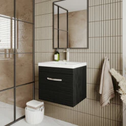 Nuie Athena Wall Hung 1-Drawer Vanity Unit With Basin-4 500mm Wide - Charcoal Black -HEATANDPLUMB Sales nuie athena vanity unit ath012a 9