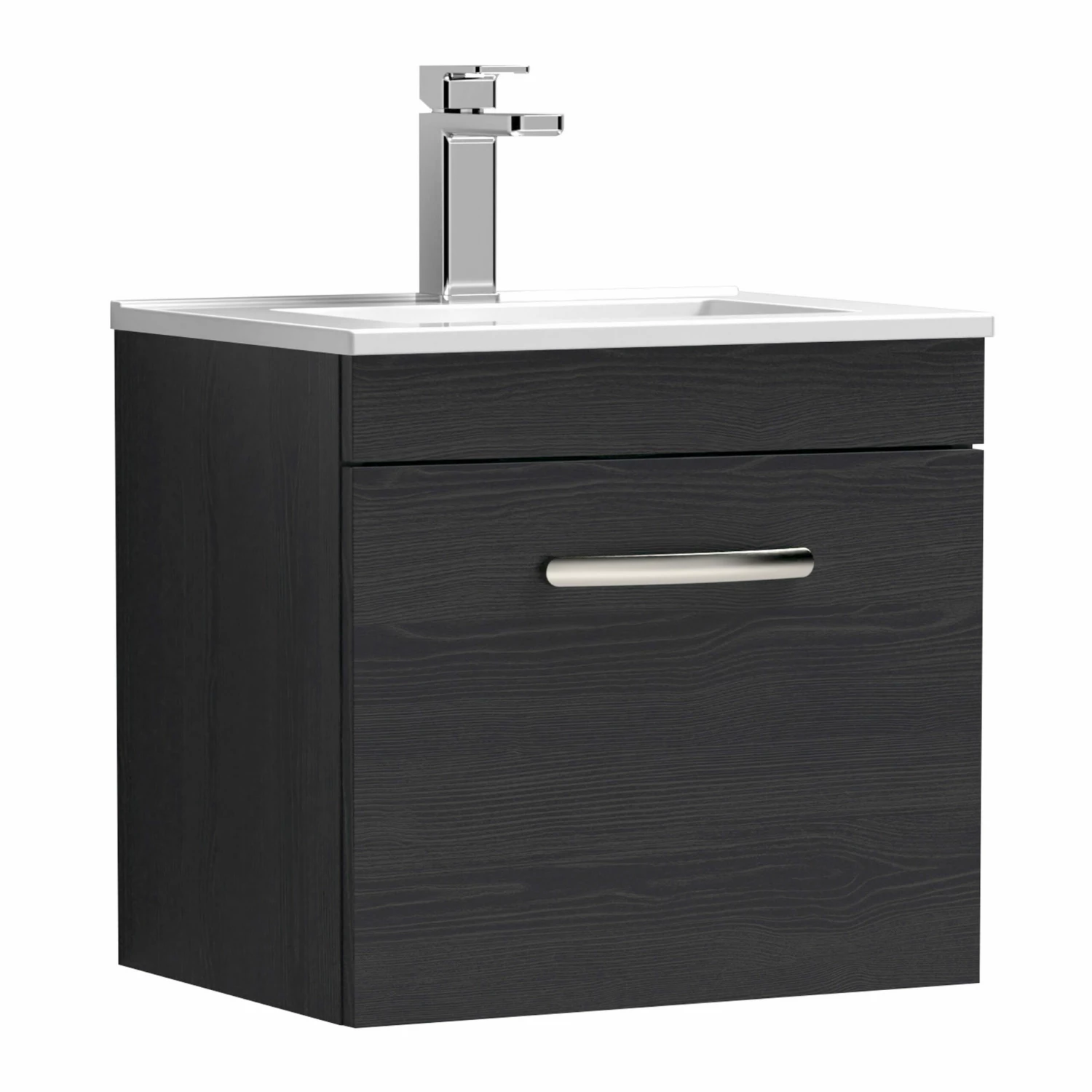 Nuie Athena Wall Hung 1-Drawer Vanity Unit With Basin-2 500mm Wide - Charcoal Black 3 Nuie Athena Wall Hung 1-Drawer Vanity Unit With Basin-2 500mm Wide - Charcoal Black