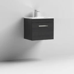 Nuie Athena Wall Hung 1-Drawer Vanity Unit With Basin-2 500mm Wide - Charcoal Black 12 Nuie Athena Wall Hung 1-Drawer Vanity Unit With Basin-2 500mm Wide - Charcoal Black -HEATANDPLUMB Sales nuie athena vanity unit ath012b 4