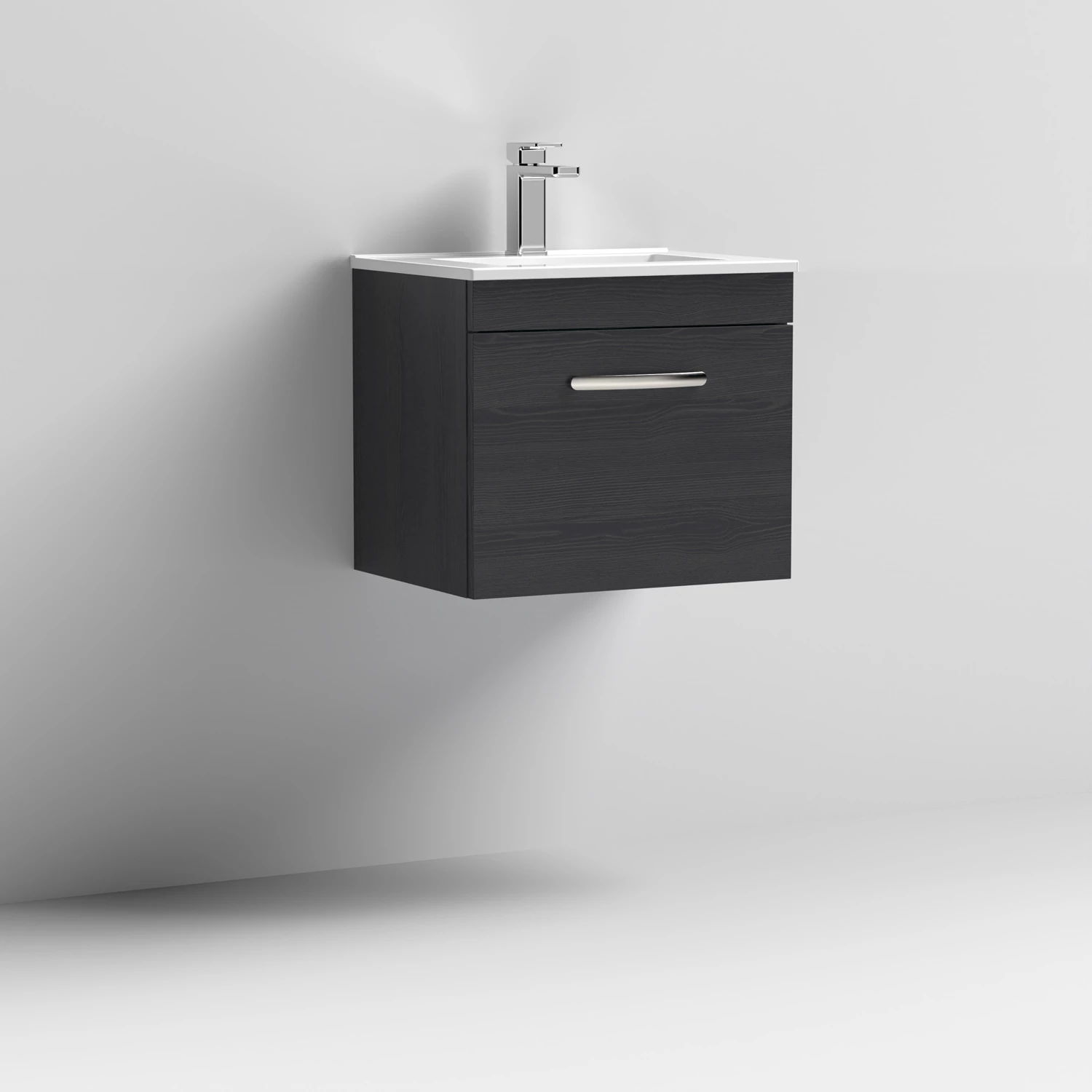 Nuie Athena Wall Hung 1-Drawer Vanity Unit With Basin-2 500mm Wide - Charcoal Black 6 Nuie Athena Wall Hung 1-Drawer Vanity Unit With Basin-2 500mm Wide - Charcoal Black - Image 4