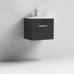 Nuie Athena Wall Hung 1-Drawer Vanity Unit With Basin-4 500mm Wide - Charcoal Black -HEATANDPLUMB Sales nuie athena vanity unit ath012g 4