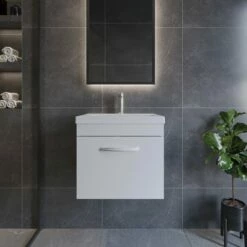 Nuie Athena Wall Hung 1-Drawer Vanity Unit With Basin-2 500mm Wide - Gloss White