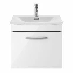 Nuie Athena Wall Hung 1-Drawer Vanity Unit With Basin-4 500mm Wide - Gloss White -HEATANDPLUMB Sales nuie athena vanity unit ath013g