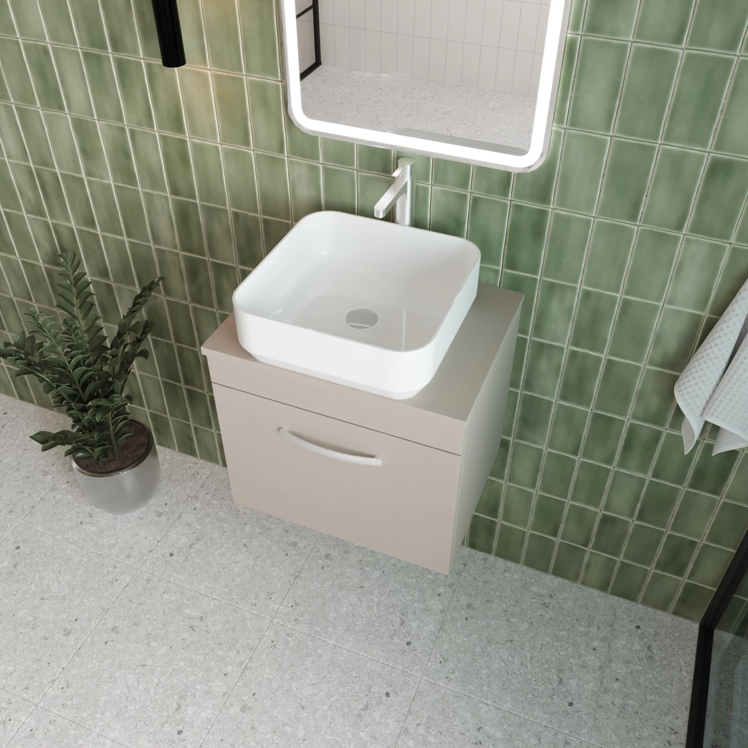 Nuie Athena Wall Hung 1-Drawer Vanity Unit And Worktop 500mm Wide - Natural Oak 5 Nuie Athena Wall Hung 1-Drawer Vanity Unit And Worktop 500mm Wide - Natural Oak - Image 3