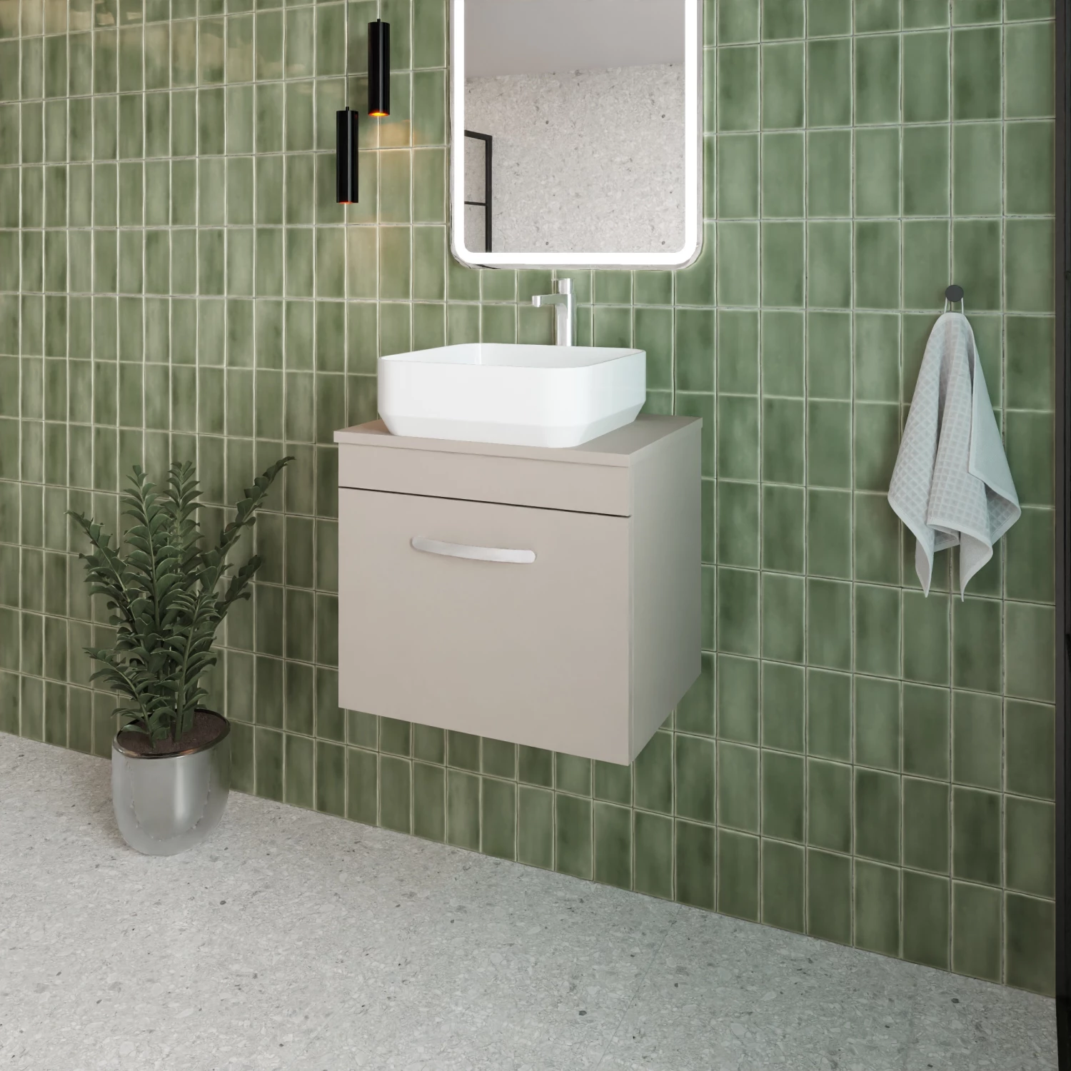 Nuie Athena Wall Hung 1-Drawer Vanity Unit And Worktop 500mm Wide - Natural Oak 9 Nuie Athena Wall Hung 1-Drawer Vanity Unit And Worktop 500mm Wide - Natural Oak - Image 7