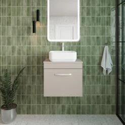 Nuie Athena Wall Hung 1-Drawer Vanity Unit And Worktop 500mm Wide - Natural Oak