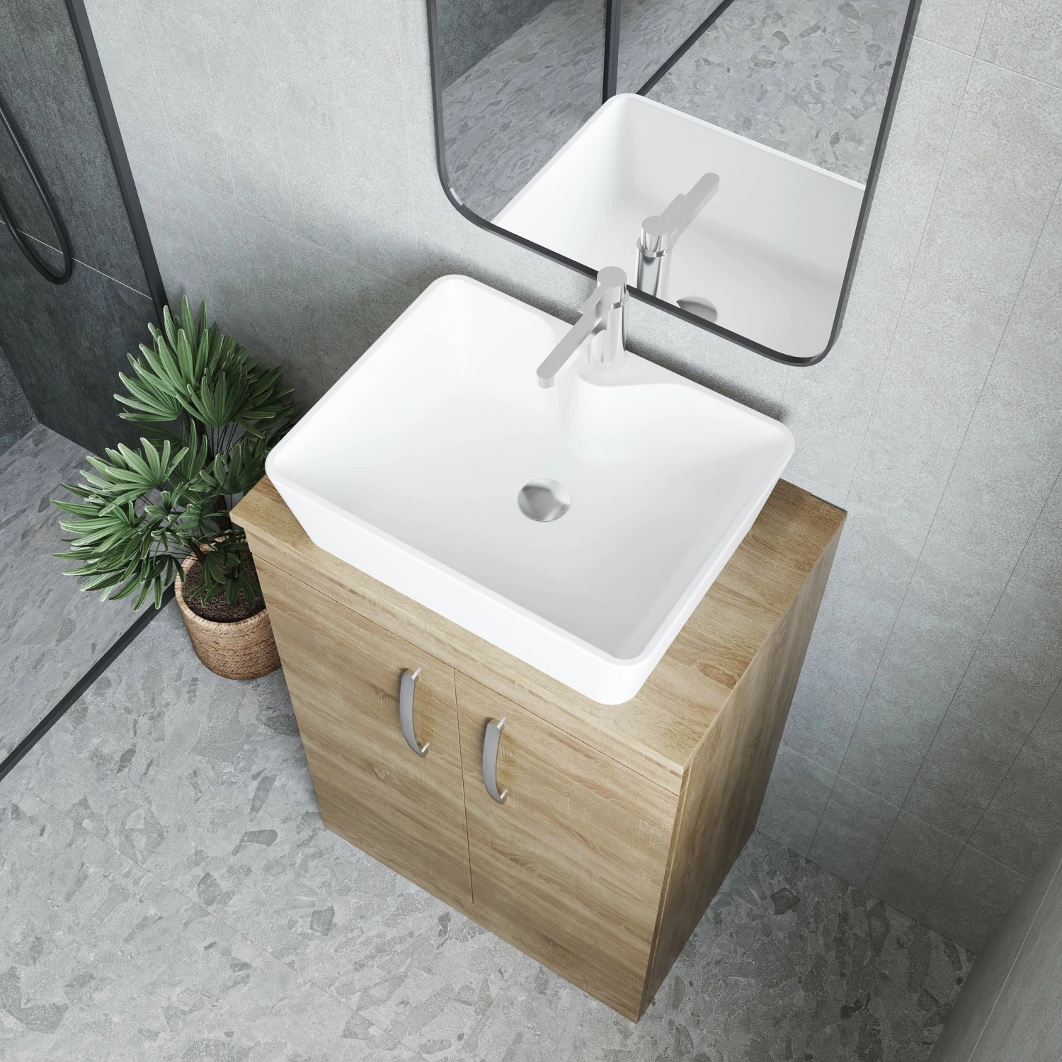 Nuie Athena Floor Standing 2-Door Vanity Unit And Worktop 600mm Wide - Charcoal Black 10 Nuie Athena Floor Standing 2-Door Vanity Unit And Worktop 600mm Wide - Charcoal Black - Image 8