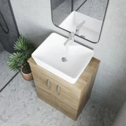 Nuie Athena Floor Standing 2-Door Vanity Unit And Worktop 600mm Wide - Gloss White -HEATANDPLUMB Sales nuie athena vanity unit ath024w 3