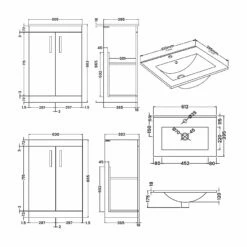 Nuie Athena Floor Standing 2-Door Vanity Unit With Basin-2 600mm Wide - Gloss White