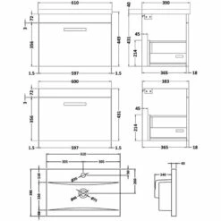 Nuie Athena Wall Hung 1-Drawer Vanity Unit With Basin-1 600mm Wide - Natural Oak -HEATANDPLUMB Sales nuie athena vanity unit ath039a 3