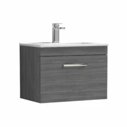 Nuie Athena Wall Hung 1-Drawer Vanity Unit With Basin-2 600mm Wide - Anthracite Woodgrain 14 Nuie Athena Wall Hung 1-Drawer Vanity Unit With Basin-2 600mm Wide - Anthracite Woodgrain -HEATANDPLUMB Sales nuie athena vanity unit ath039b 6
