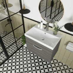 Nuie Athena Wall Hung 1-Drawer Vanity Unit With Basin-3 600mm Wide - Anthracite Woodgrain 15 Nuie Athena Wall Hung 1-Drawer Vanity Unit With Basin-3 600mm Wide - Anthracite Woodgrain -HEATANDPLUMB Sales nuie athena vanity unit ath039d 8