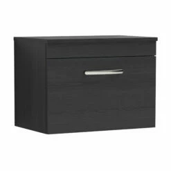 Nuie Athena Wall Hung 1-Drawer Vanity Unit And Worktop 600mm Wide - Charcoal Black -HEATANDPLUMB Sales nuie athena vanity unit ath040w 4