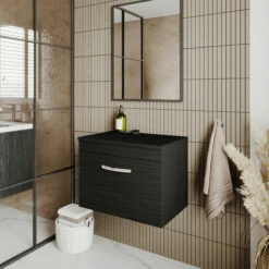 Nuie Athena Wall Hung 1-Drawer Vanity Unit And Worktop 600mm Wide - Charcoal Black -HEATANDPLUMB Sales nuie athena vanity unit ath040w 7