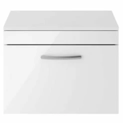 Nuie Athena Wall Hung 1-Drawer Vanity Unit And Worktop 600mm Wide - Gloss White -HEATANDPLUMB Sales nuie athena vanity unit ath041w 1