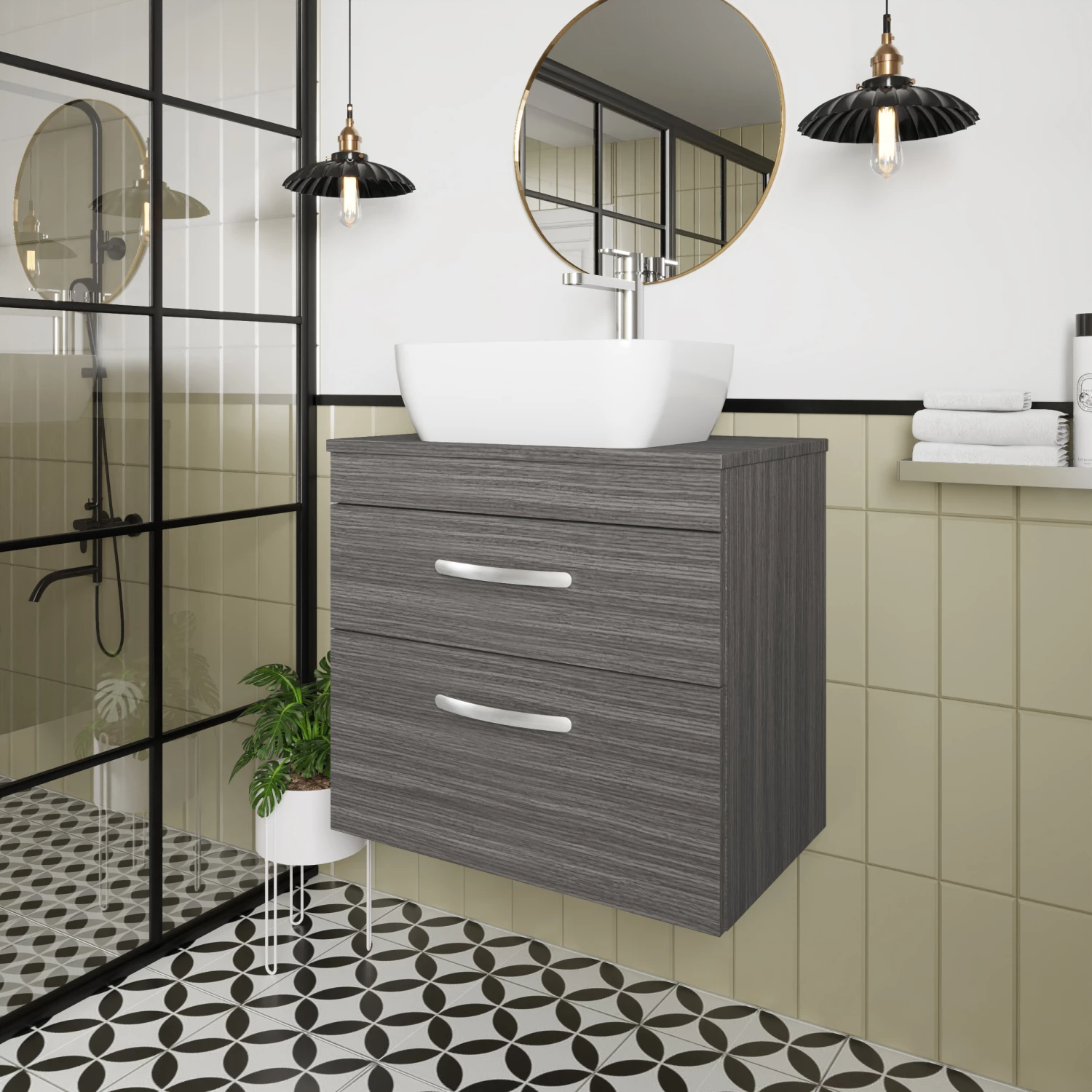 Nuie Athena Wall Hung 2-Drawer Vanity Unit And Worktop 600mm Wide - Gloss White 5 Nuie Athena Wall Hung 2-Drawer Vanity Unit And Worktop 600mm Wide - Gloss White - Image 3