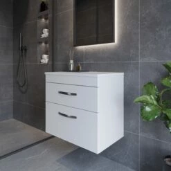 Nuie Athena Wall Hung 2-Drawer Vanity Unit And Worktop 600mm Wide - Gloss White 12 Nuie Athena Wall Hung 2-Drawer Vanity Unit And Worktop 600mm Wide - Gloss White -HEATANDPLUMB Sales nuie athena vanity unit ath048w 1