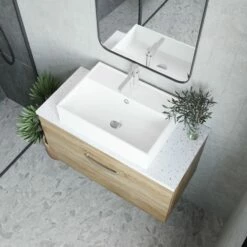 Nuie Athena Wall Hung 1-Drawer Vanity Unit And Worktop 800mm Wide - Natural Oak 13 Nuie Athena Wall Hung 1-Drawer Vanity Unit And Worktop 800mm Wide - Natural Oak -HEATANDPLUMB Sales nuie athena vanity unit ath059lsw 6 1