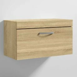Nuie Athena Wall Hung 1-Drawer Vanity Unit And Worktop 800mm Wide - Natural Oak 19 Nuie Athena Wall Hung 1-Drawer Vanity Unit And Worktop 800mm Wide - Natural Oak -HEATANDPLUMB Sales nuie athena vanity unit ath059w