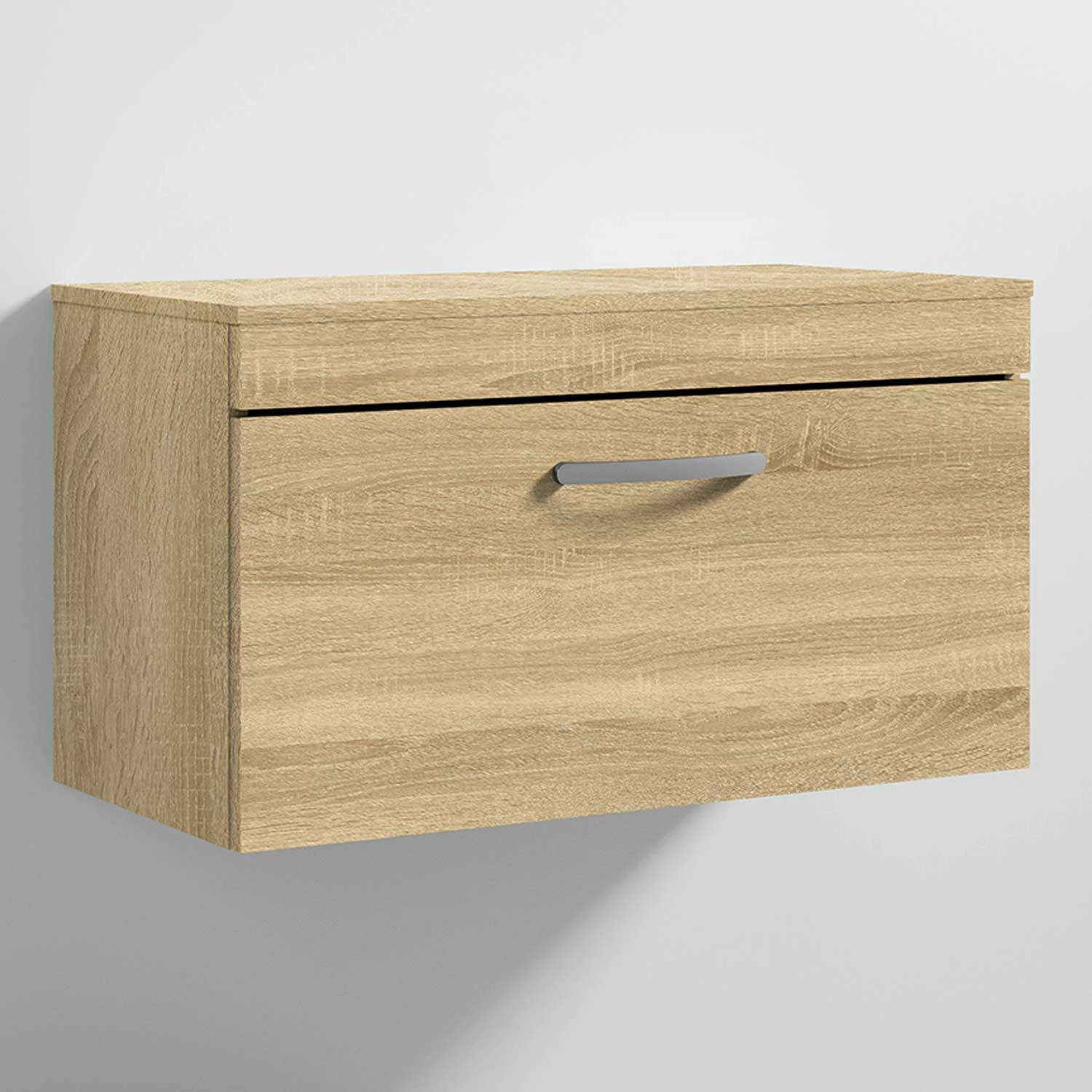 Nuie Athena Wall Hung 1-Drawer Vanity Unit And Worktop 800mm Wide - Natural Oak 11 Nuie Athena Wall Hung 1-Drawer Vanity Unit And Worktop 800mm Wide - Natural Oak - Image 9