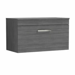 Nuie Athena Wall Hung 1-Drawer Vanity Unit And Worktop 800mm Wide - Anthracite Woodgrain -HEATANDPLUMB Sales nuie athena vanity unit ath060w 3