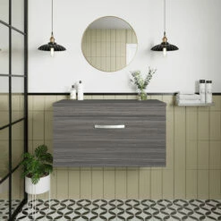Nuie Athena Wall Hung 1-Drawer Vanity Unit And Worktop 800mm Wide - Anthracite Woodgrain -HEATANDPLUMB Sales nuie athena vanity unit ath060w 5