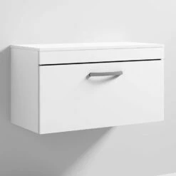 Nuie Athena Wall Hung 1-Drawer Vanity Unit And Worktop 800mm Wide - Gloss White 14 Nuie Athena Wall Hung 1-Drawer Vanity Unit And Worktop 800mm Wide - Gloss White -HEATANDPLUMB Sales nuie athena vanity unit ath062w