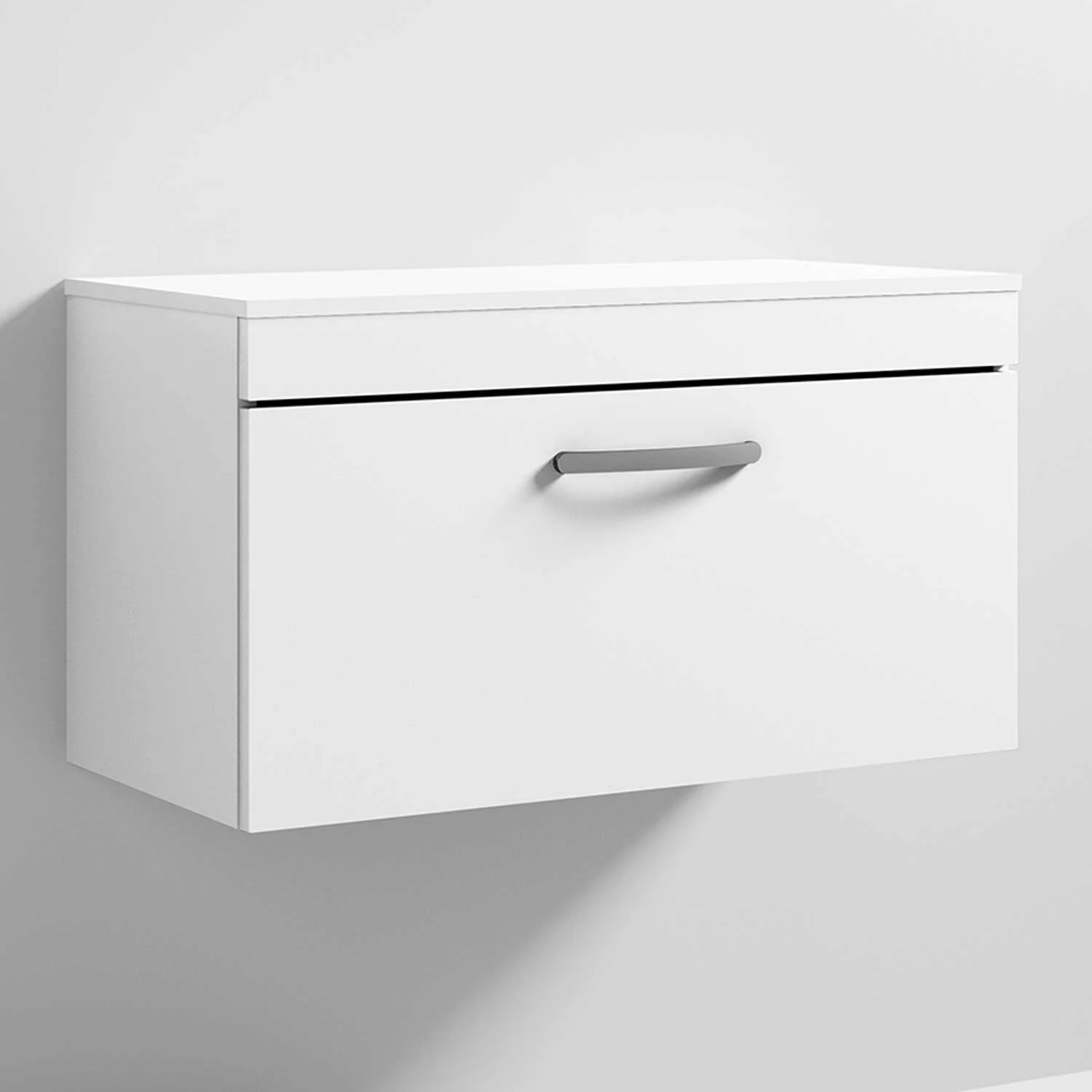 Nuie Athena Wall Hung 1-Drawer Vanity Unit And Worktop 800mm Wide - Gloss White 6 Nuie Athena Wall Hung 1-Drawer Vanity Unit And Worktop 800mm Wide - Gloss White - Image 4