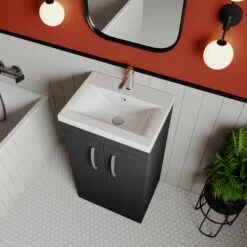 Nuie Athena Floor Standing 2-Door Vanity Unit With Basin-1 500mm Wide - Gloss White -HEATANDPLUMB Sales nuie athena vanity unit ath072a 2 2