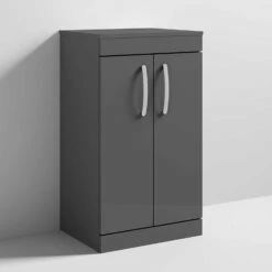 Nuie Athena Floor Standing 2-Door Vanity Unit And Worktop 500mm Wide - Gloss Grey -HEATANDPLUMB Sales nuie athena vanity unit ath072w