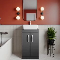 Nuie Athena Floor Standing 2-Door Vanity Unit And Worktop 500mm Wide - Anthracite Woodgrain -HEATANDPLUMB Sales nuie athena vanity unit ath072w 4