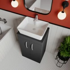 Nuie Athena Floor Standing 2-Door Vanity Unit And Worktop 500mm Wide - Gloss Grey -HEATANDPLUMB Sales nuie athena vanity unit ath072w 5