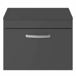 Nuie Athena Wall Hung 1-Drawer Vanity Unit And Worktop 600mm Wide - Gloss Grey -HEATANDPLUMB Sales nuie athena vanity unit ath077w 1