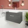 Nuie Athena Wall Hung 1-Drawer Vanity Unit And Worktop 800mm Wide - Gloss Grey -HEATANDPLUMB Sales nuie athena vanity unit ath080w 3 3