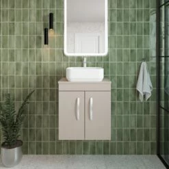 Nuie Athena Wall Hung 2-Door Vanity Unit And Worktop 500mm Wide - Gloss White -HEATANDPLUMB Sales nuie athena vanity unit ath084w 3