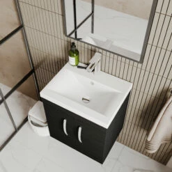 Nuie Athena Wall Hung 2-Door Vanity Unit With Basin-1 500mm Wide - Natural Oak -HEATANDPLUMB Sales nuie athena vanity unit ath085a 7