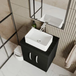 Nuie Athena Wall Hung 2-Door Vanity Unit And Worktop 500mm Wide - Gloss White -HEATANDPLUMB Sales nuie athena vanity unit ath085w 10