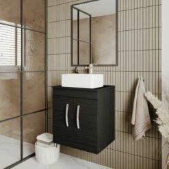 Nuie Athena Wall Hung 2-Door Vanity Unit And Worktop 500mm Wide - Natural Oak -HEATANDPLUMB Sales nuie athena vanity unit ath085w 9 1